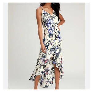 LULUS cream floral maxi summer dress sz XL